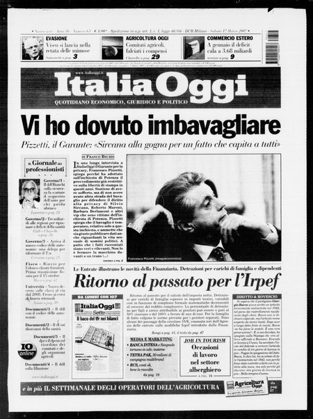 Italia oggi : quotidiano di economia finanza e politica